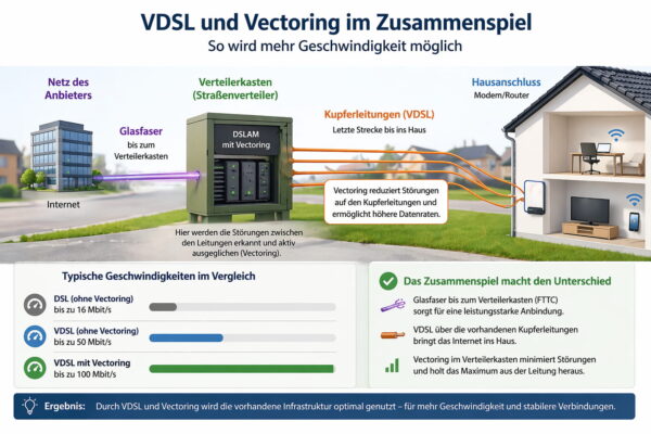VDSL und Vectoring Zusammenspiel mit Glasfaser und Kupferleitung einfach erklärt
