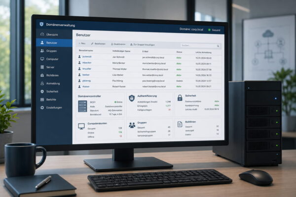 Monitor mit Domänenverwaltung und Anzeige eines Domänencontrollers in einer modernen IT-Umgebung