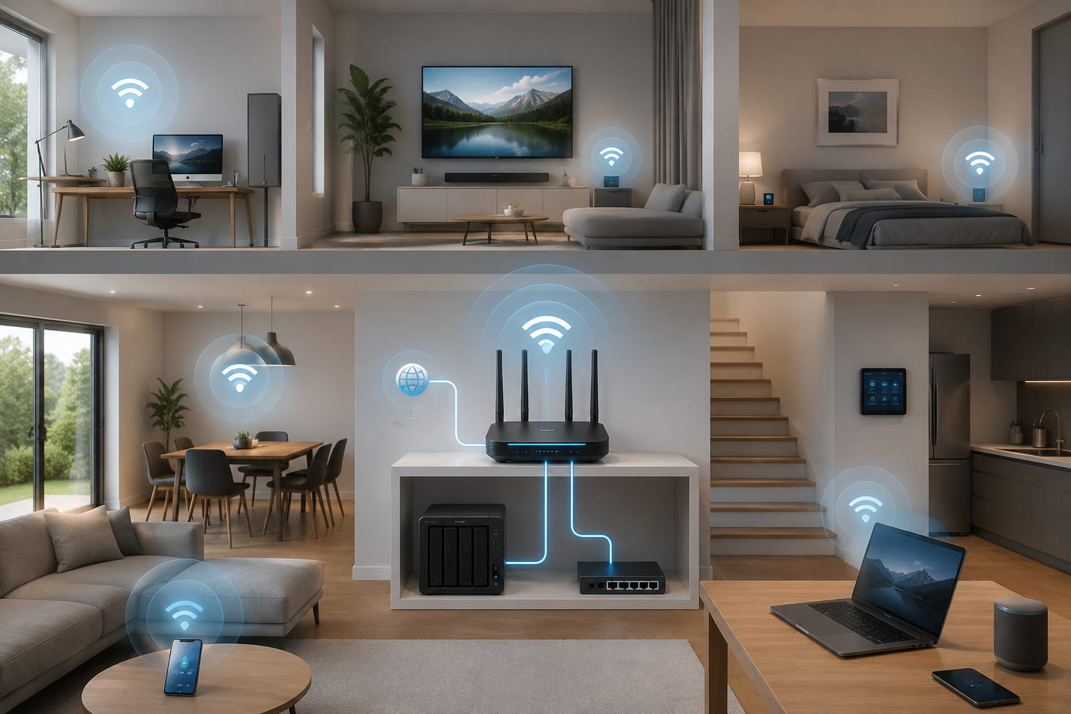 Heimnetzwerk planen mit Router, WLAN, LAN und vernetzten Geräten im Haus