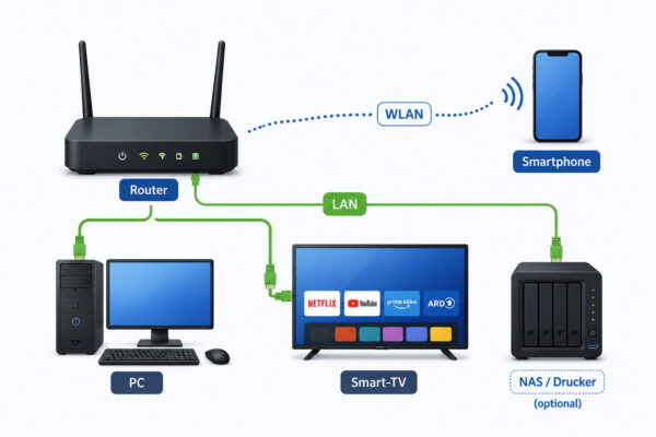 LAN-Kabel im Heimnetz für stabile Verbindungen LAN-Kabel verbinden Router, PC, Smart-TV und NAS stabil im Heimnetz