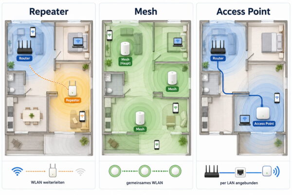 Mesh, Repeater und Access Point im Vergleich beim Heimnetzwerk planen